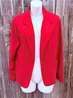 Revamped Red Single-Button Women's Blazer Jacket